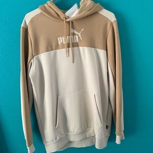 PUMA Men's Tan and Cream Hoodie